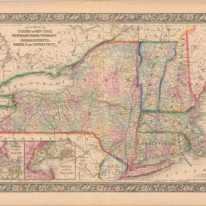 County Map of the States of New York, New Hampshire, Vermont, Massachusetts, Rhode Id, and Connecticut