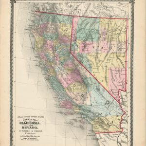 County Map of California and Nevada.