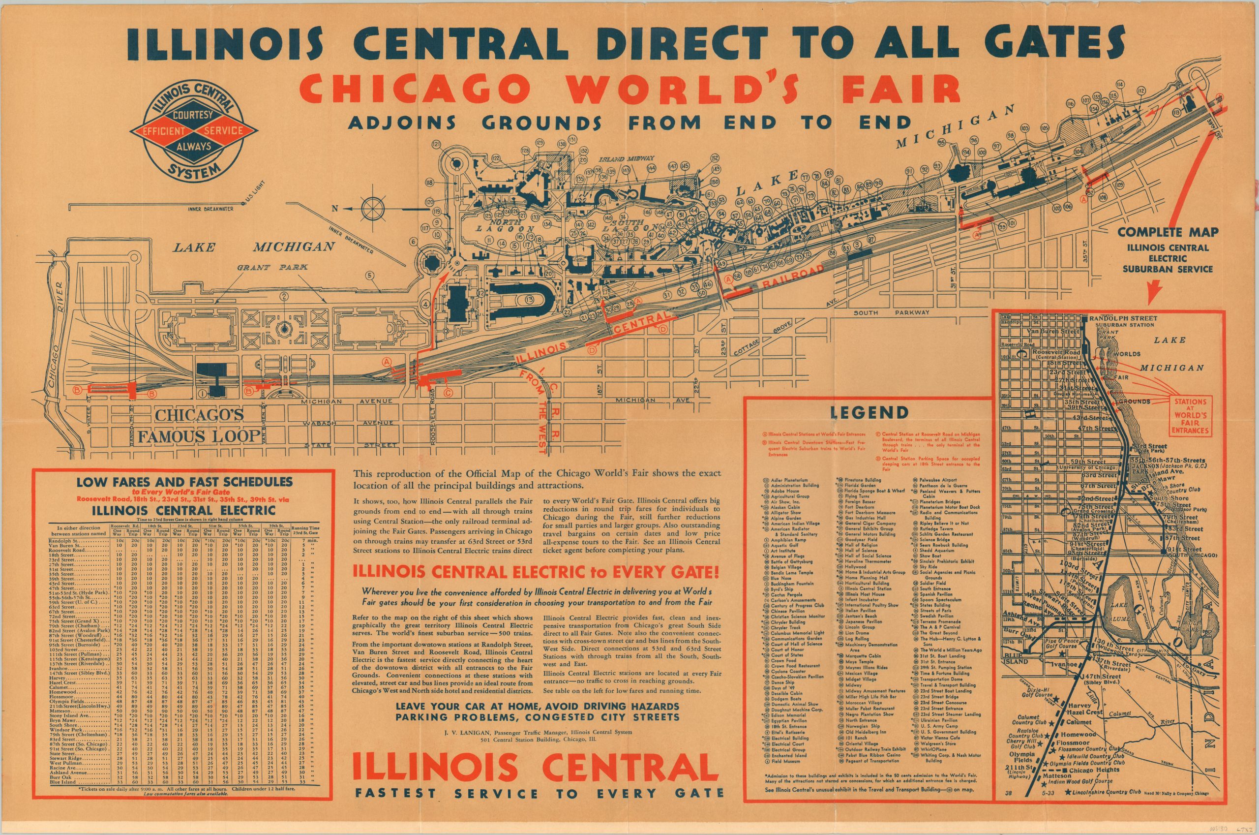Illinois Central Direct to All Gates Chicago World's Fair
