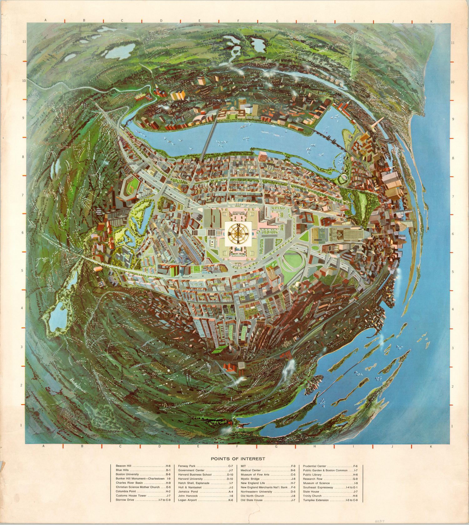 [Panoramic View of Boston] - Curtis Wright Maps
