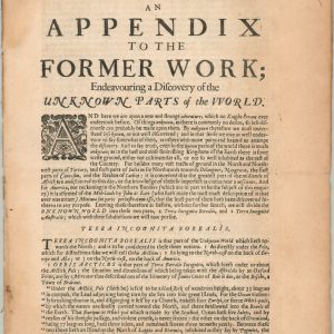 An Appendix to the Former Work; Endeavoring a Discovery of the Unknown Parts of the World