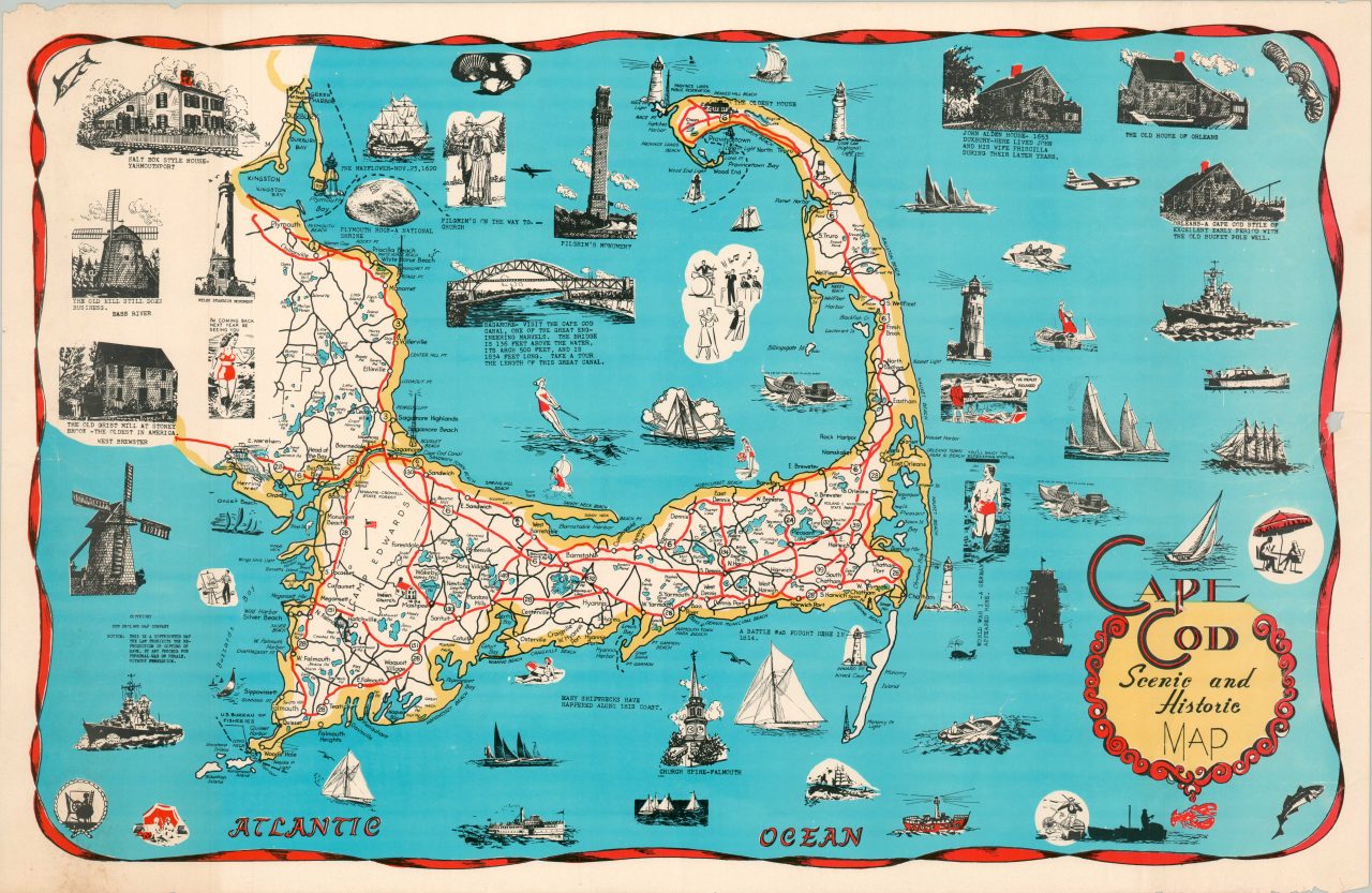 Cape Cod Scenic and Historic Map - Curtis Wright Maps