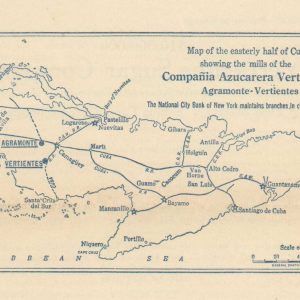 Map of the easterly half of Cuba showing the mills of Compania Azucarera Vertientes