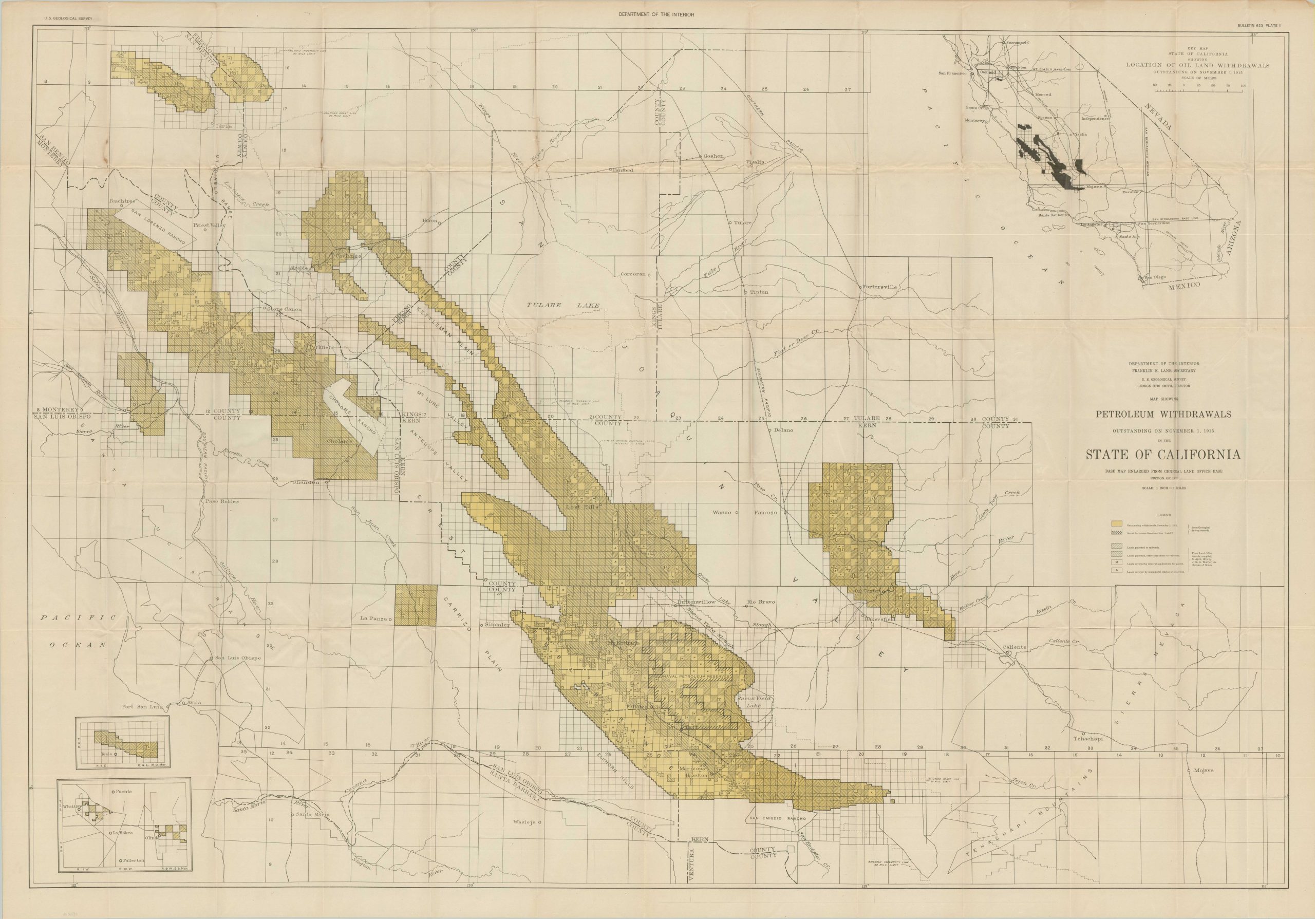 Map Showing Petroleum Withdrawals Outstanding on November 1, 1915 in the State of California