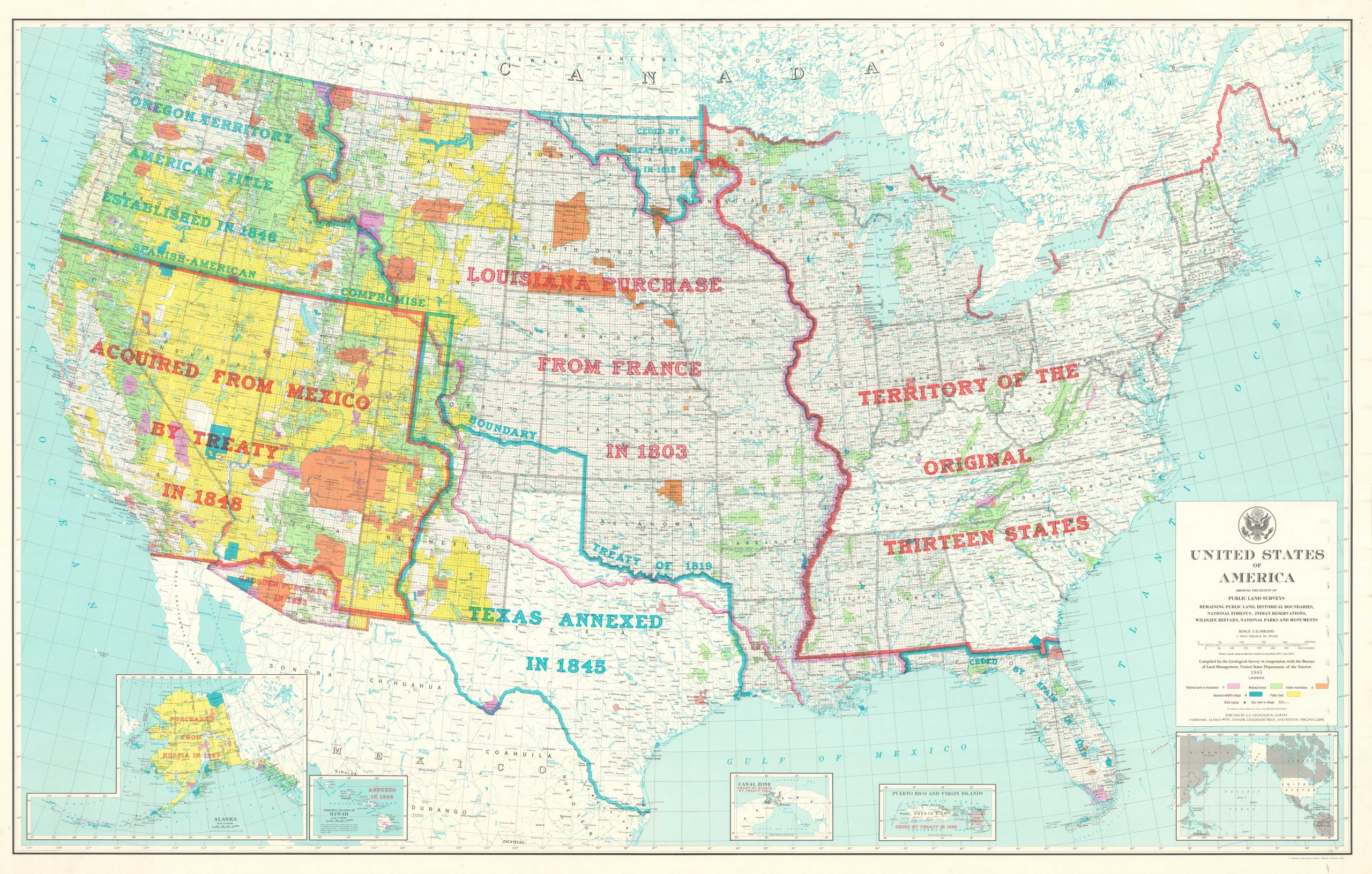 United States of America Showing the Extent of Public Land Surveys