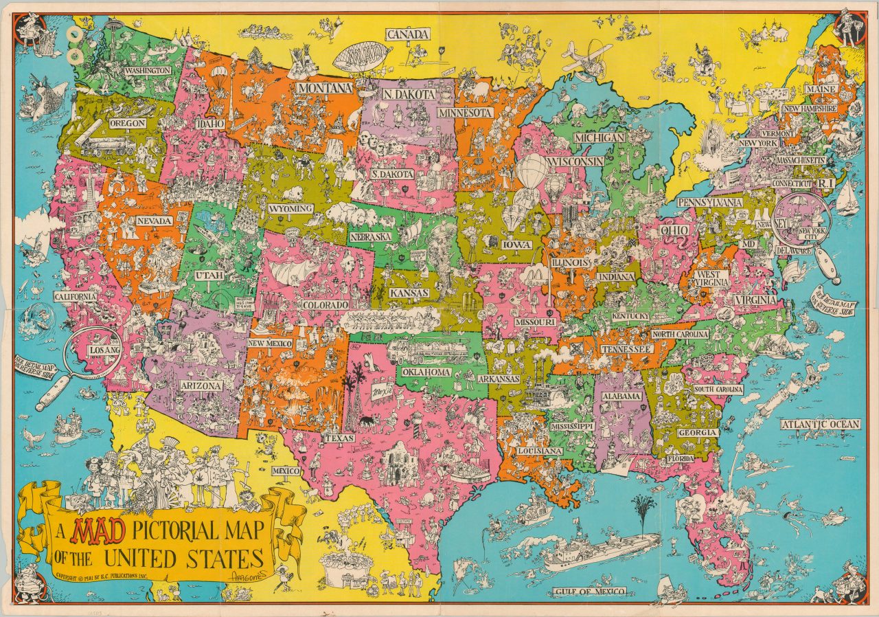 A Mad Pictorial Map of the United States - Curtis Wright Maps