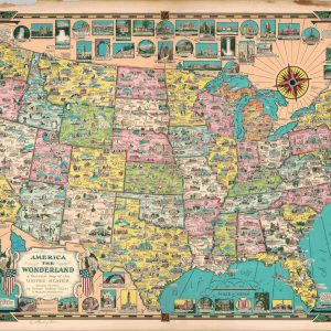America The Wonderland A Pictorial Map of the United States