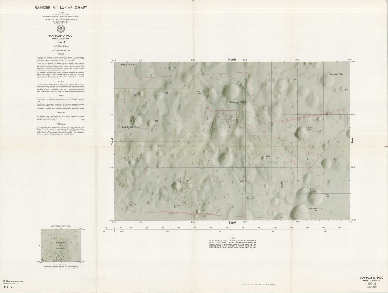 Piano Map Rlc Ranger VII Lunar Charts RLC 1 Through 5 - Curtis Wright Maps