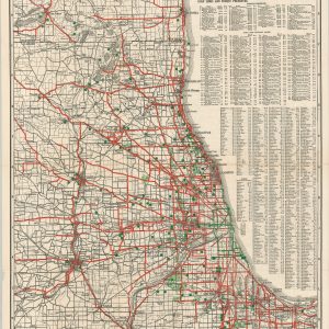 Chicago Daily News 1926 Motor and Resort Guide Map Chicago and Vicinity with Key to Golf Links and Forest Preserves