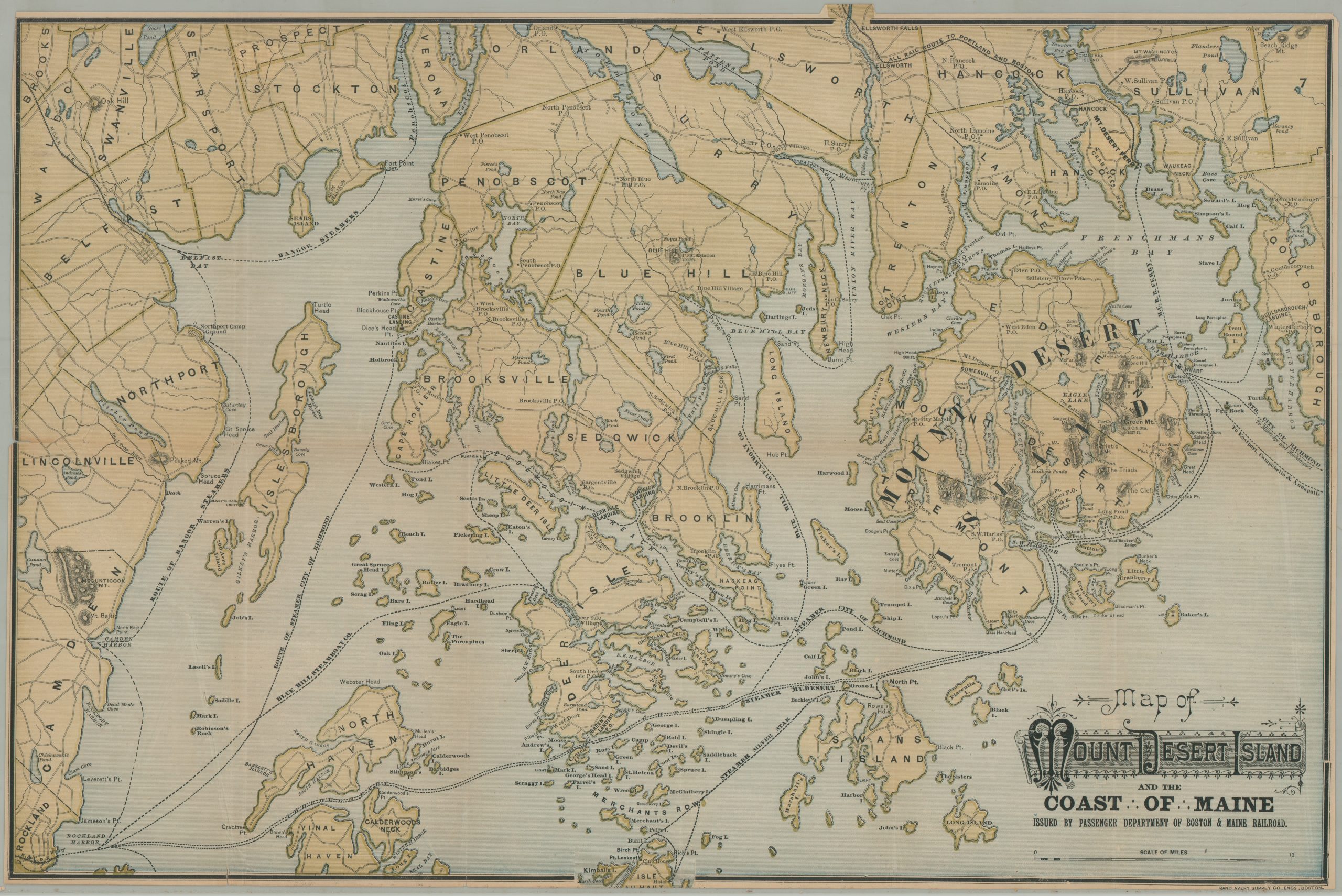 Map of Mount Desert Island and the Coast of Maine
