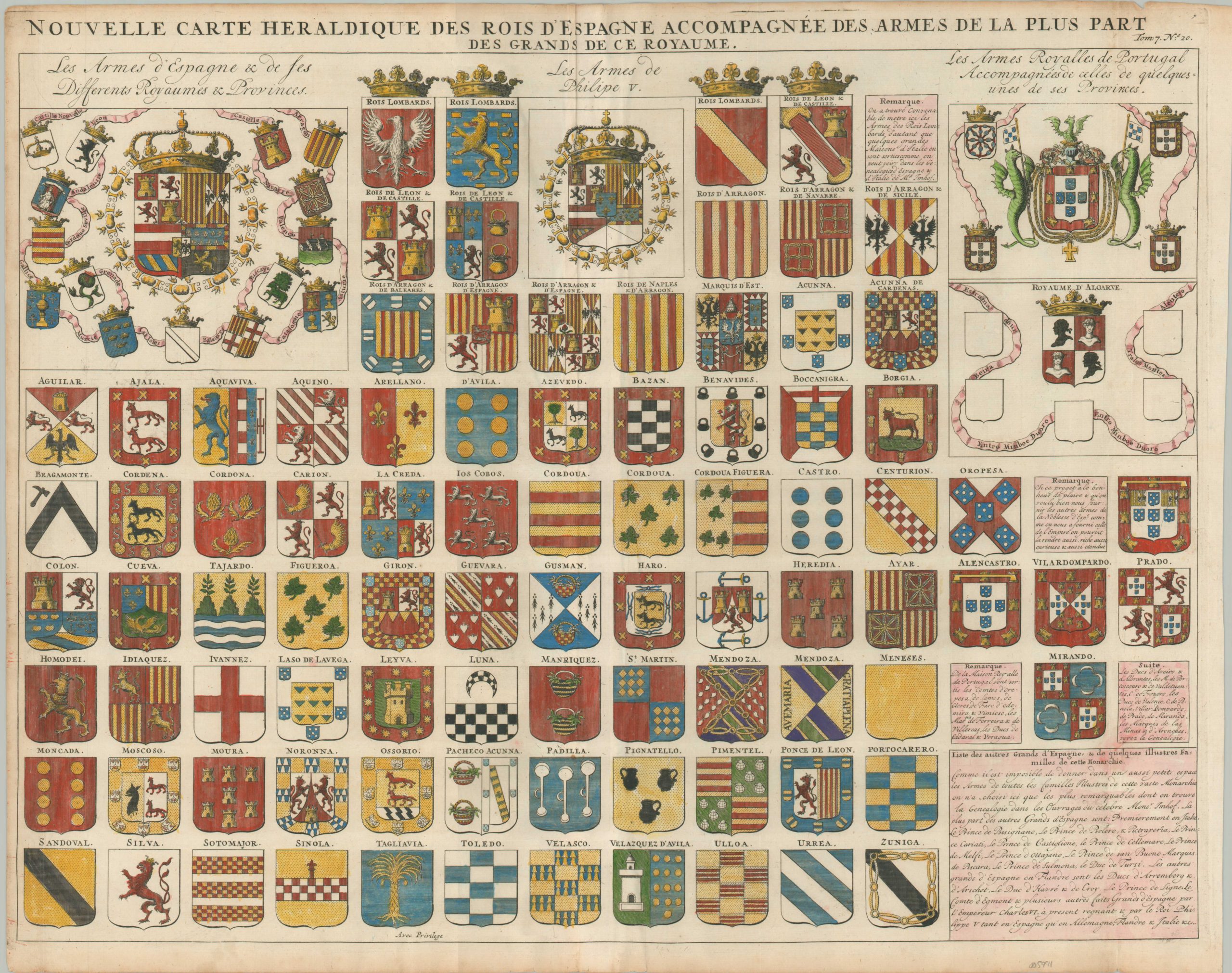 Nouvelle Carte Heraldique des Rois d'Espagne...