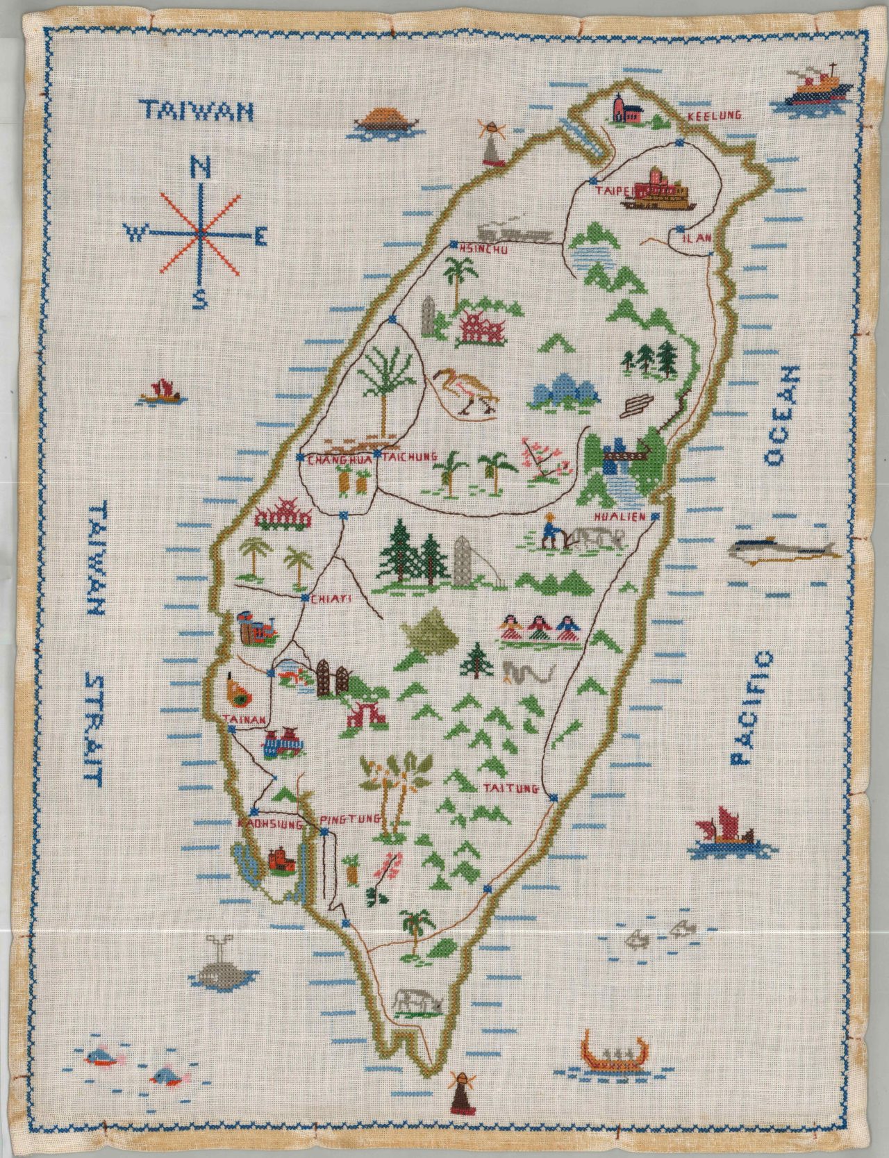 [Needlepoint Map of Taiwan] - Curtis Wright Maps