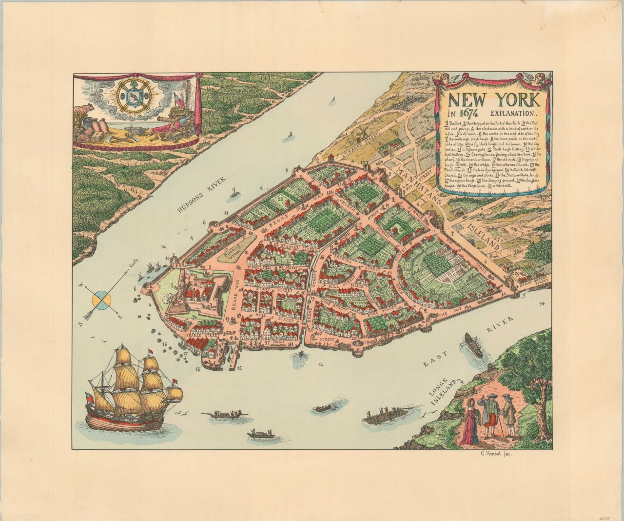 New York in 1674 - Curtis Wright Maps