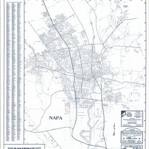 Map of Napa County with Napa, St. Helena & Calistoga, California