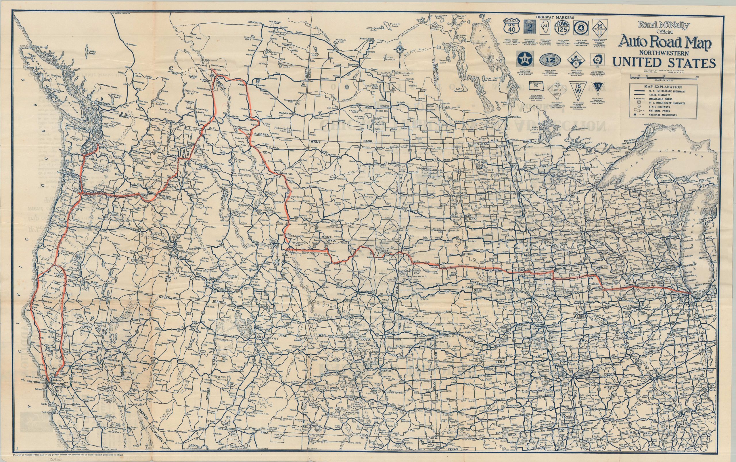 Rand McNally Official Auto Road Map Northwestern United States