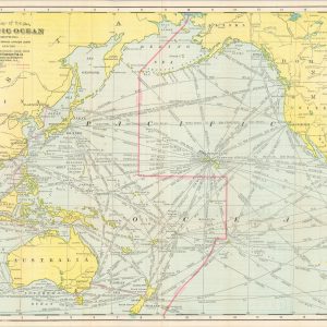 Map of the Pacific Ocean Showing Distances between Principal Points and the International Date Line
