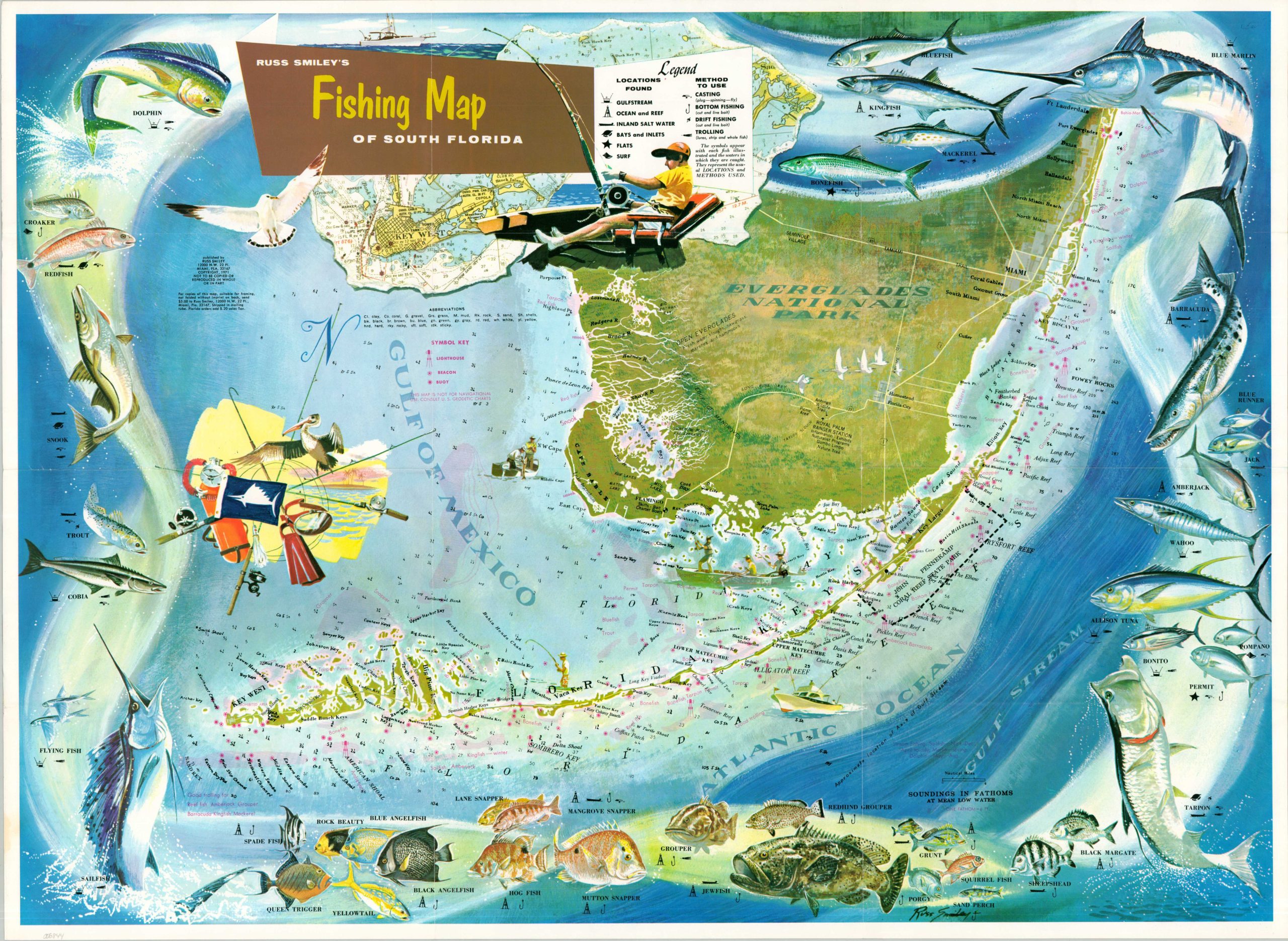 Russ Smiley's Fishing Map of South Florida