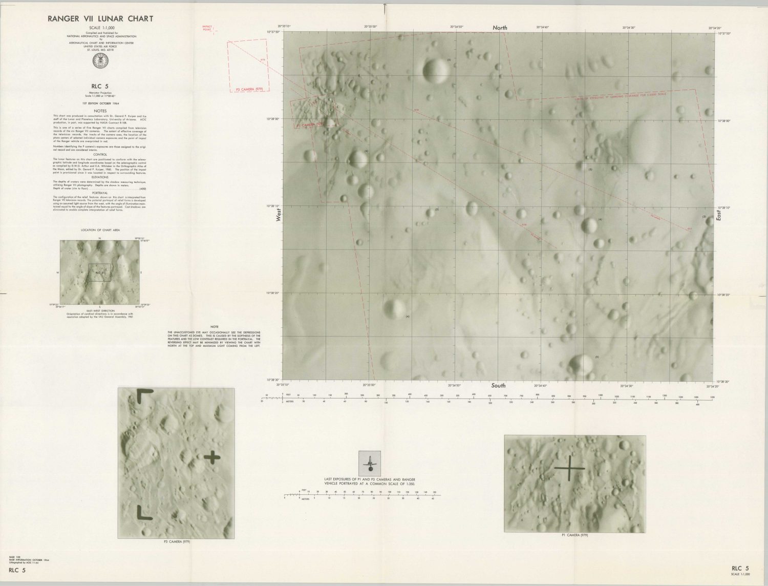 Ranger VII Lunar Charts RLC 1 Through 5 - Curtis Wright Maps