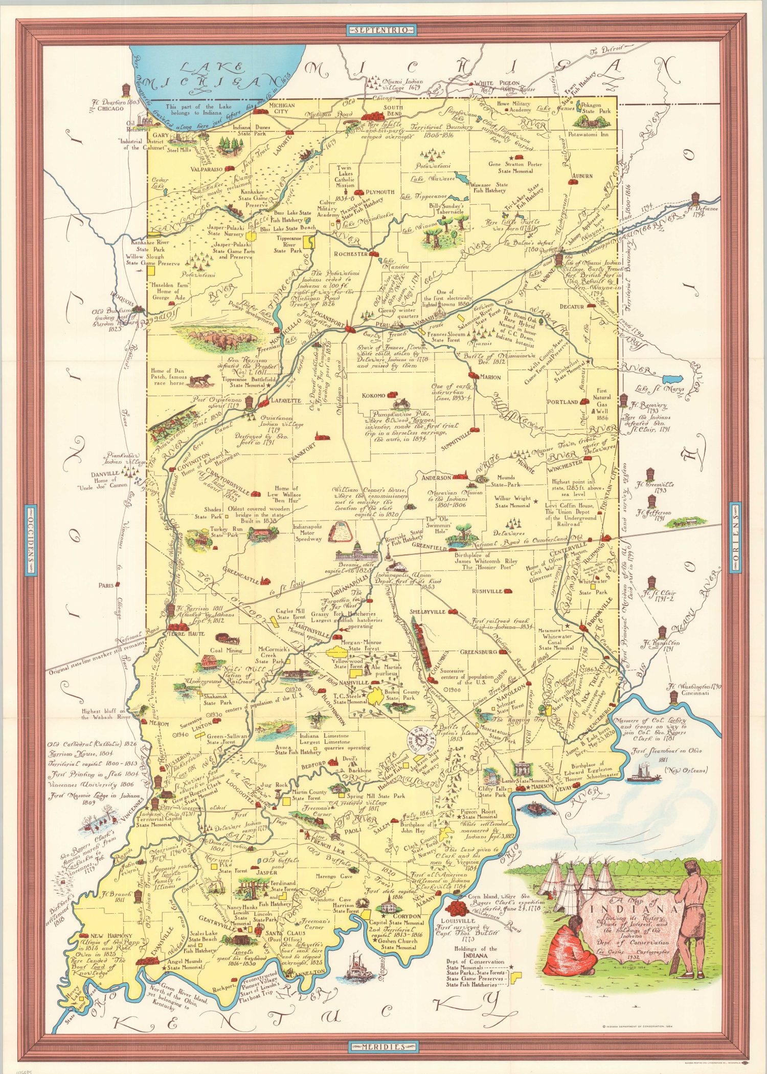 A Map of Indiana Showing its History, Points of Interest, and the ...
