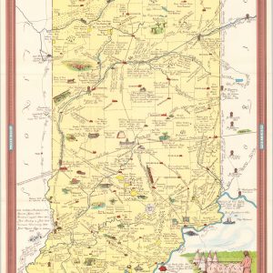A Map of Indiana Showing its History, Points of Interest, and the holdings of the Indiana Department of Conservation