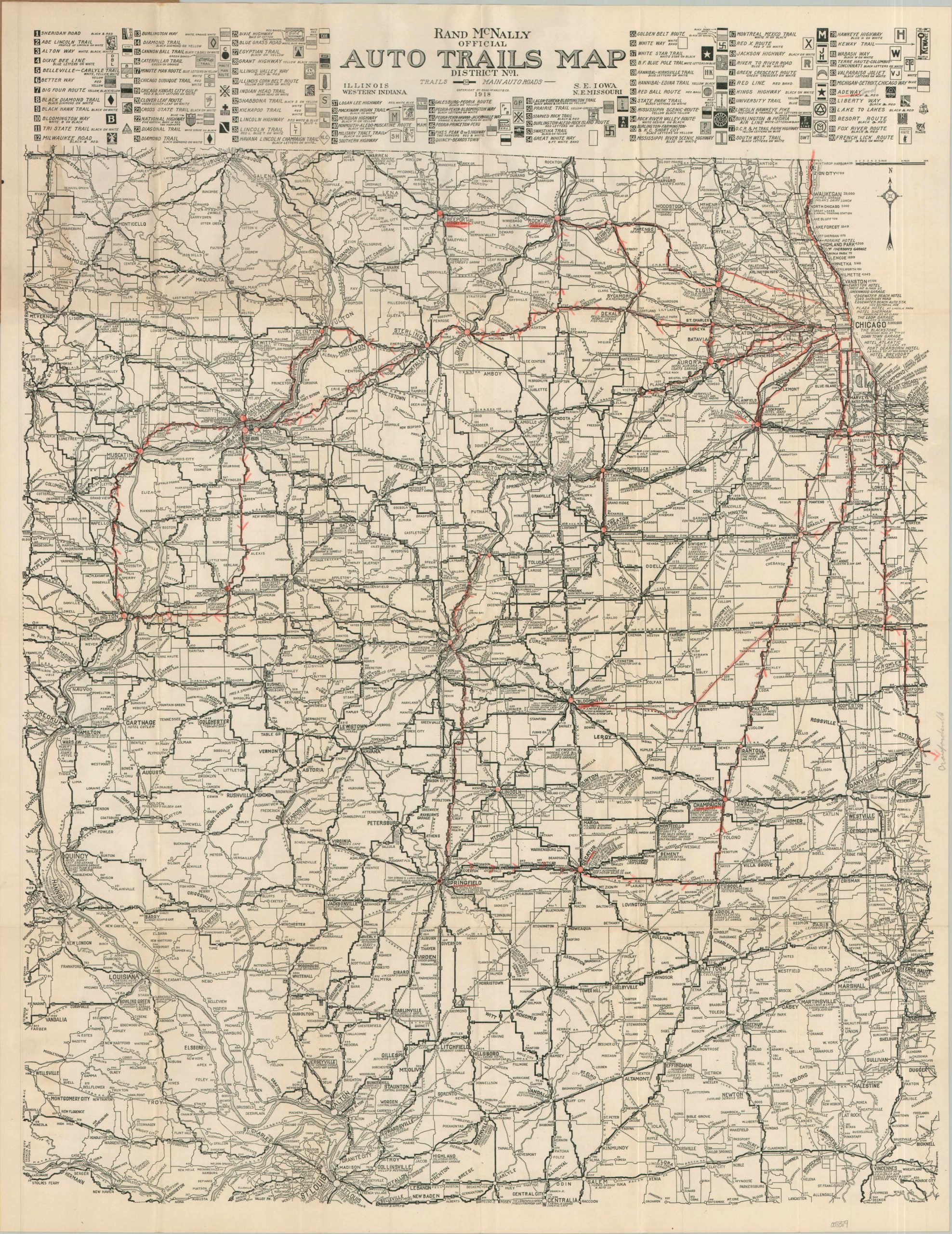 Rand McNally Official Auto Trails Map District No. 1
