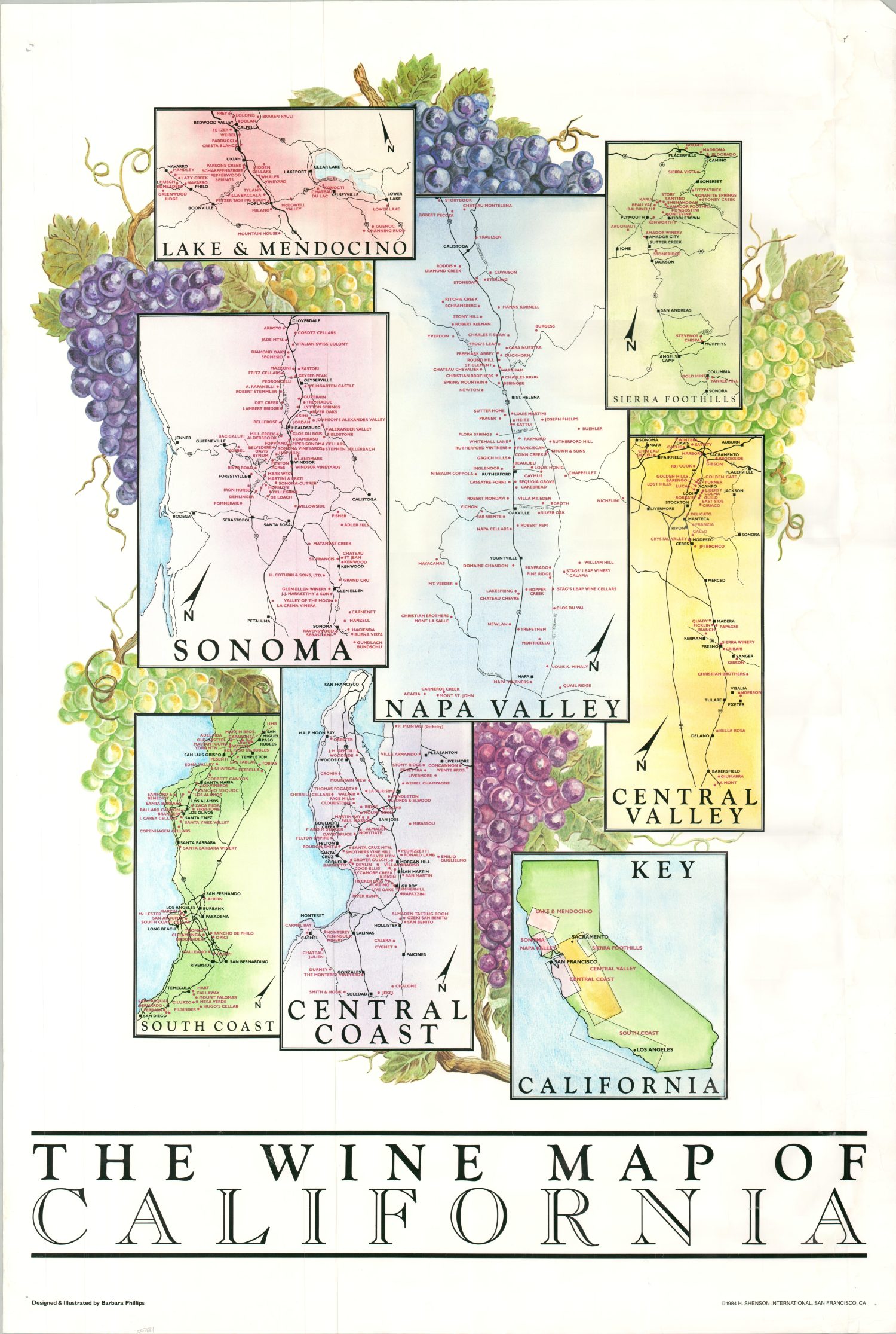 The Wine Map of California - Curtis Wright Maps