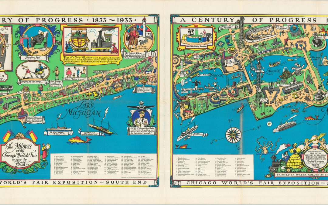 A Geographical Map of the Century of Progress Exposition Held in Chicago, Illinois 1933