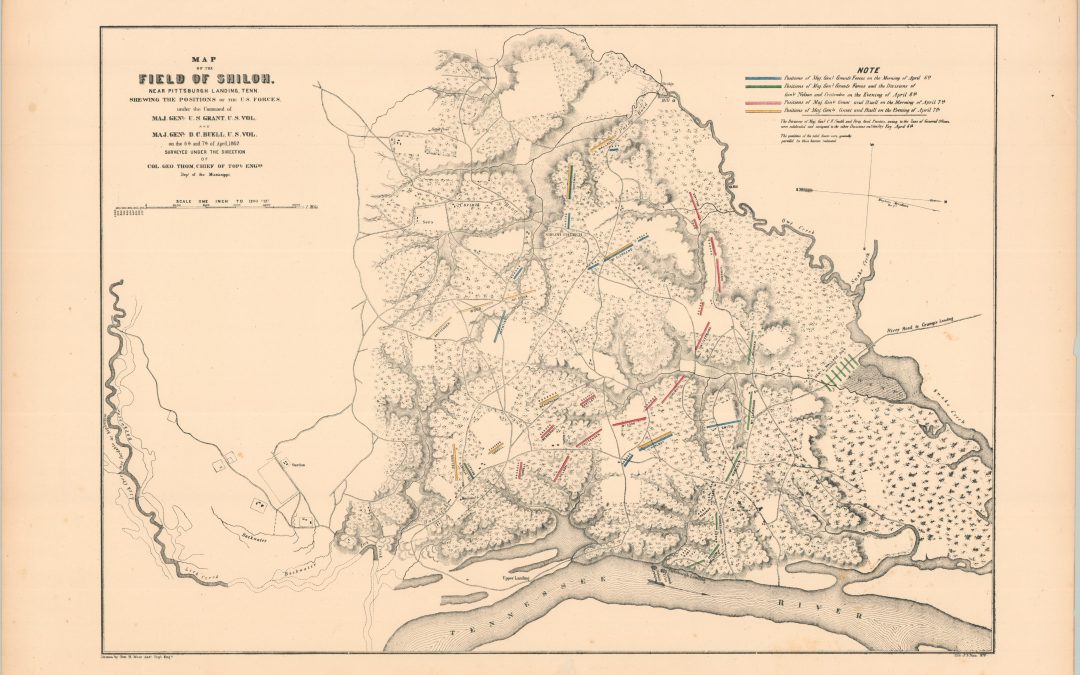 Map of Field of Shiloh Near Pittsburg Landing, Tenn. Shewing the Positions of the U.S. Forces