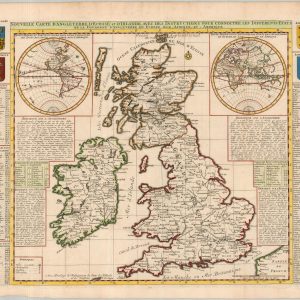 Nouvelle Carte D'Angleterre, D'Ecosse, et D'Irelande, Avec des Instructions Pour COnnitre les Different Etats de la Couronne d'Angleterre en Europe, Asie, Afrique, et Amerique