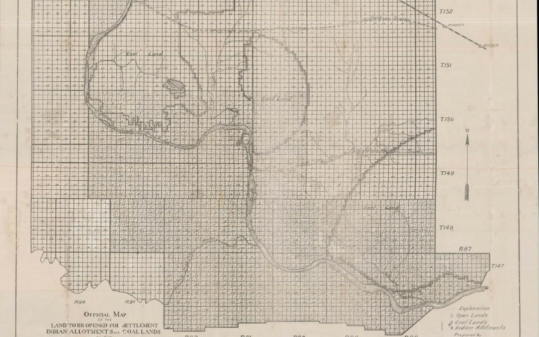 Official Map of the Land to be Opened for Settlement Indian Allotments and Coal Lands on the Fort Berthold Reservation in North Dakota