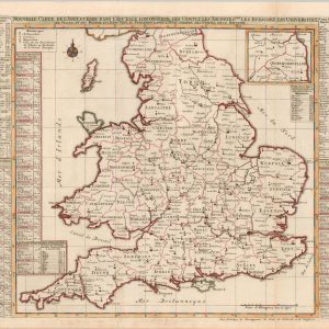 Nouvelle Carte de L'Angleterre dans Laqu'elle L'on Observe les Comtez les Archeves chez Les Eveschez, Les Universitez, les Villes, et les Bourgs...