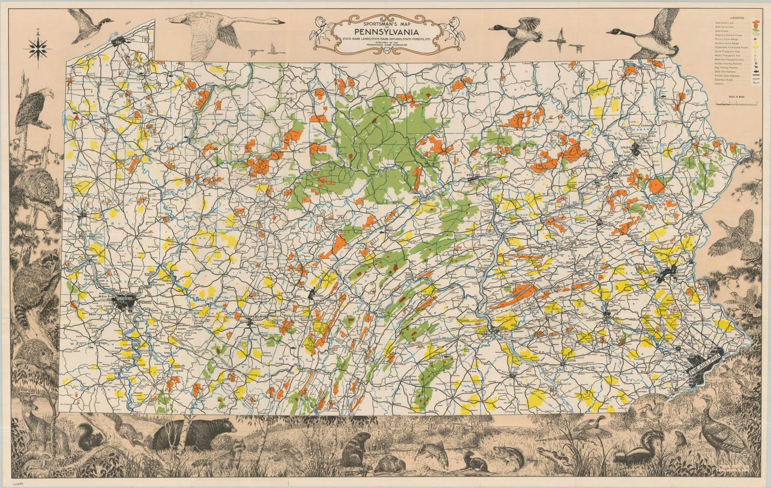 Sportsman's Map of Pennsylvania - Curtis Wright Maps