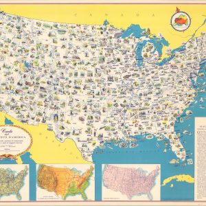 Charta degli Stati Uniti D'America le risorse naturali, i prodotti, le caratteristiche panoramiche, i punti di maggiore interesse