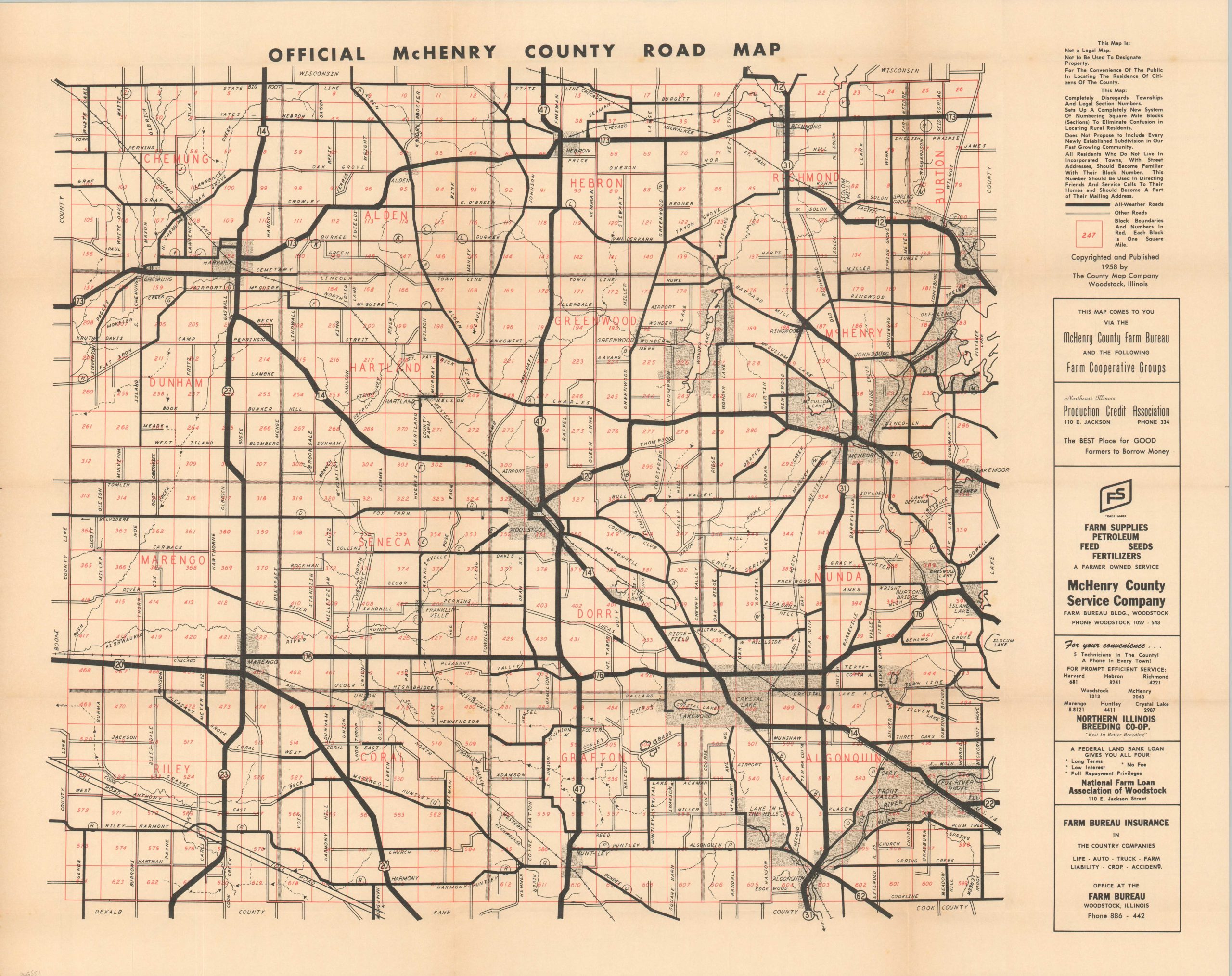 Official McHenry County Road Map, image size:2560x2029
