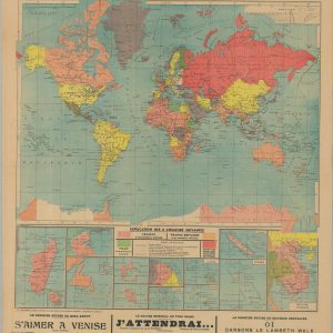Nouveau Planisphère Officiel L'Empire Colonial Francais et les Possessions Coloniales des Nations