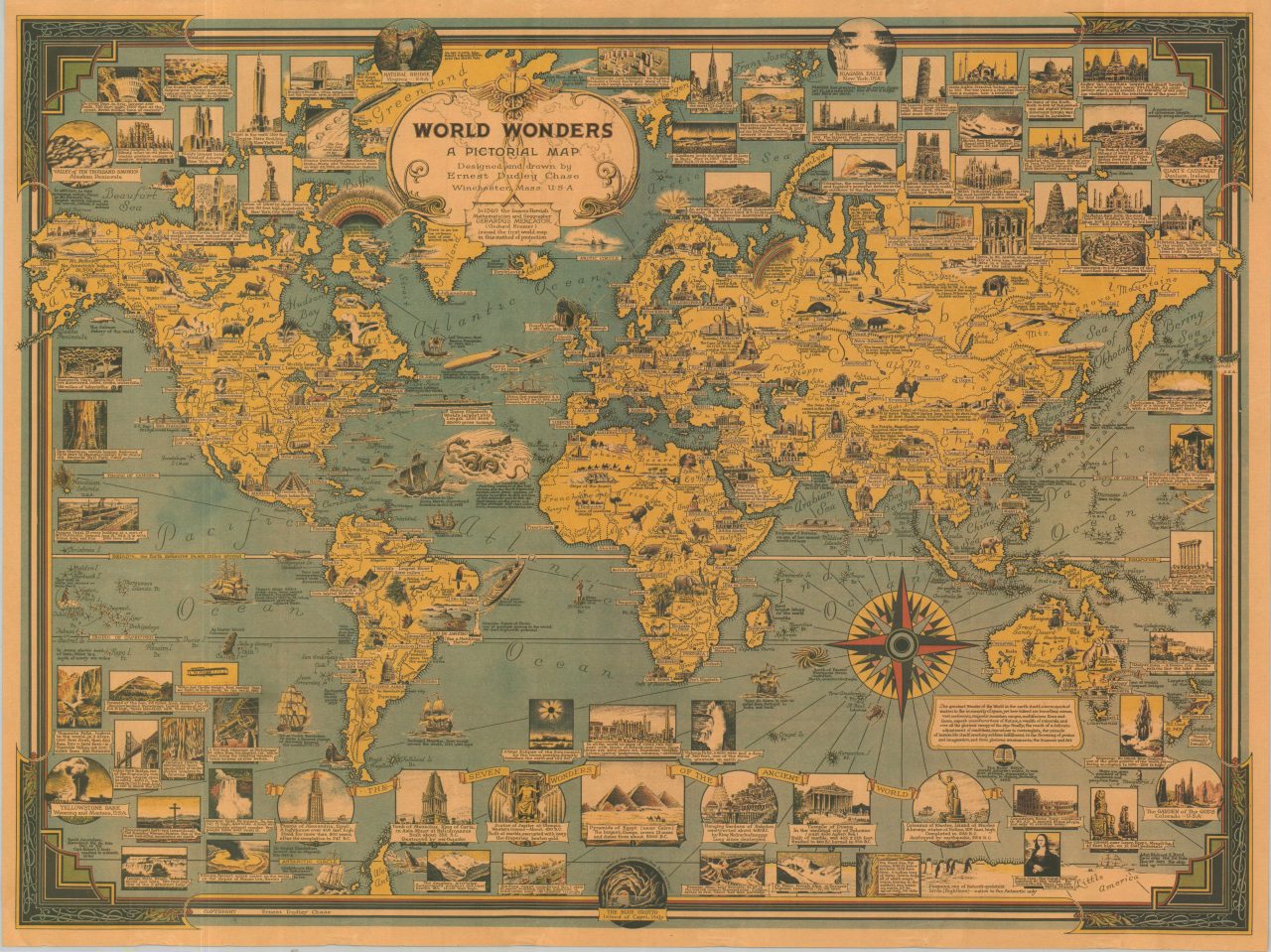 World Wonders A Pictorial Map - Curtis Wright Maps