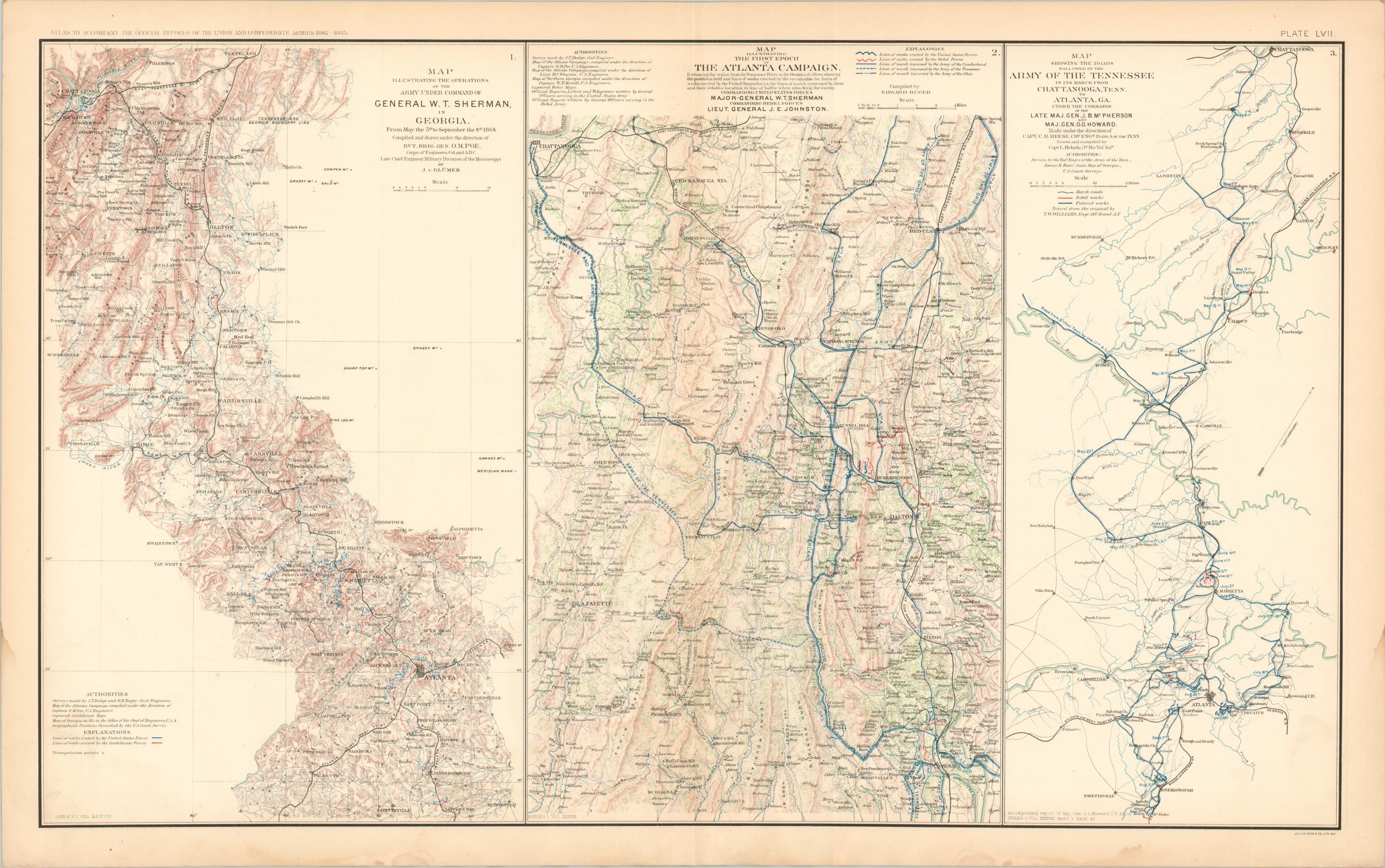 Map Illustrating the Operations of the Army under the Command of General W.T. Sherman in Georgia; Map Illustrating the First Epoch of the Atlanta Campaign
