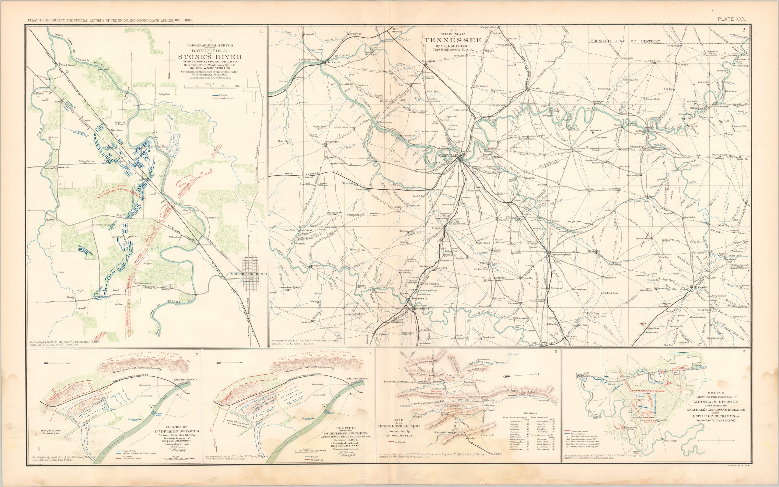 Battle-Field of Stone's River; New Map of Tennessee;