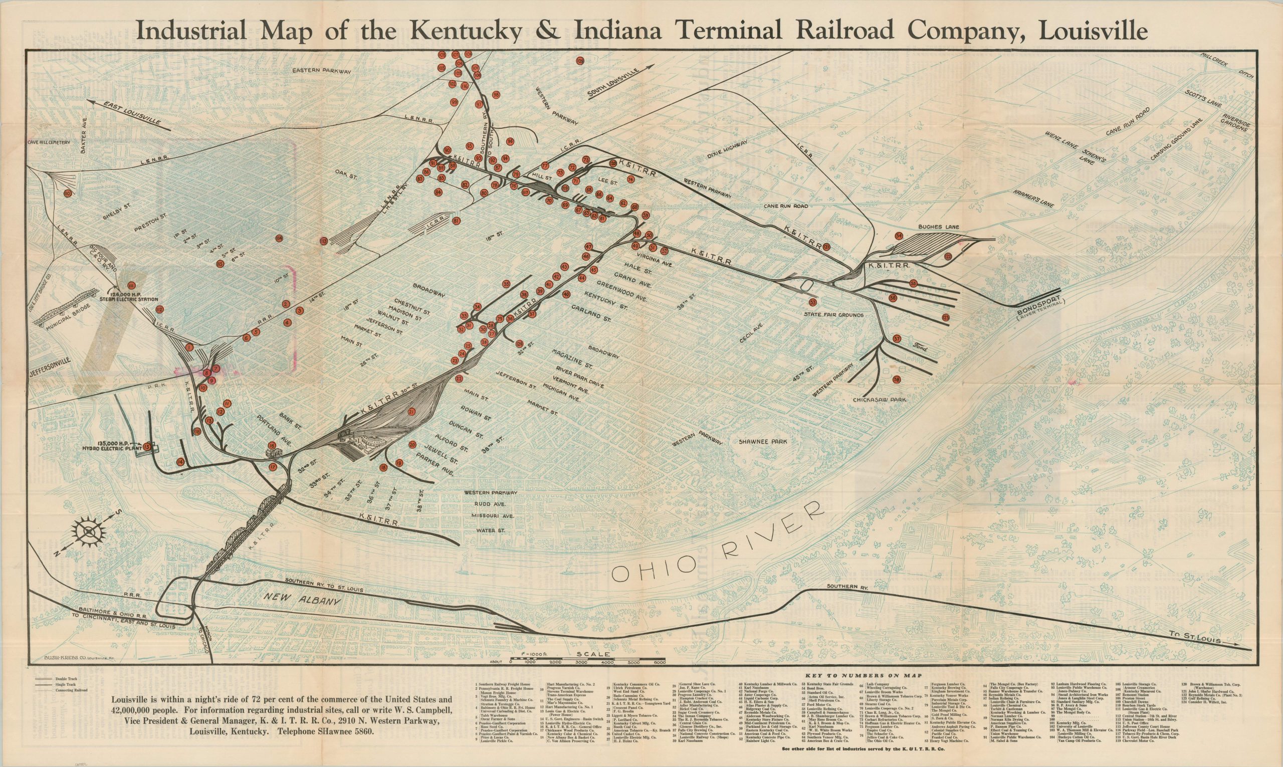 Industrial Map of the Kentucky & Indiana Terminal Railroad Company, Louisville