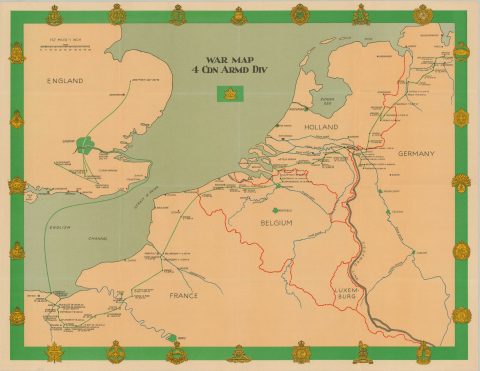 War Map 4 Cdn Armd Div - Curtis Wright Maps
