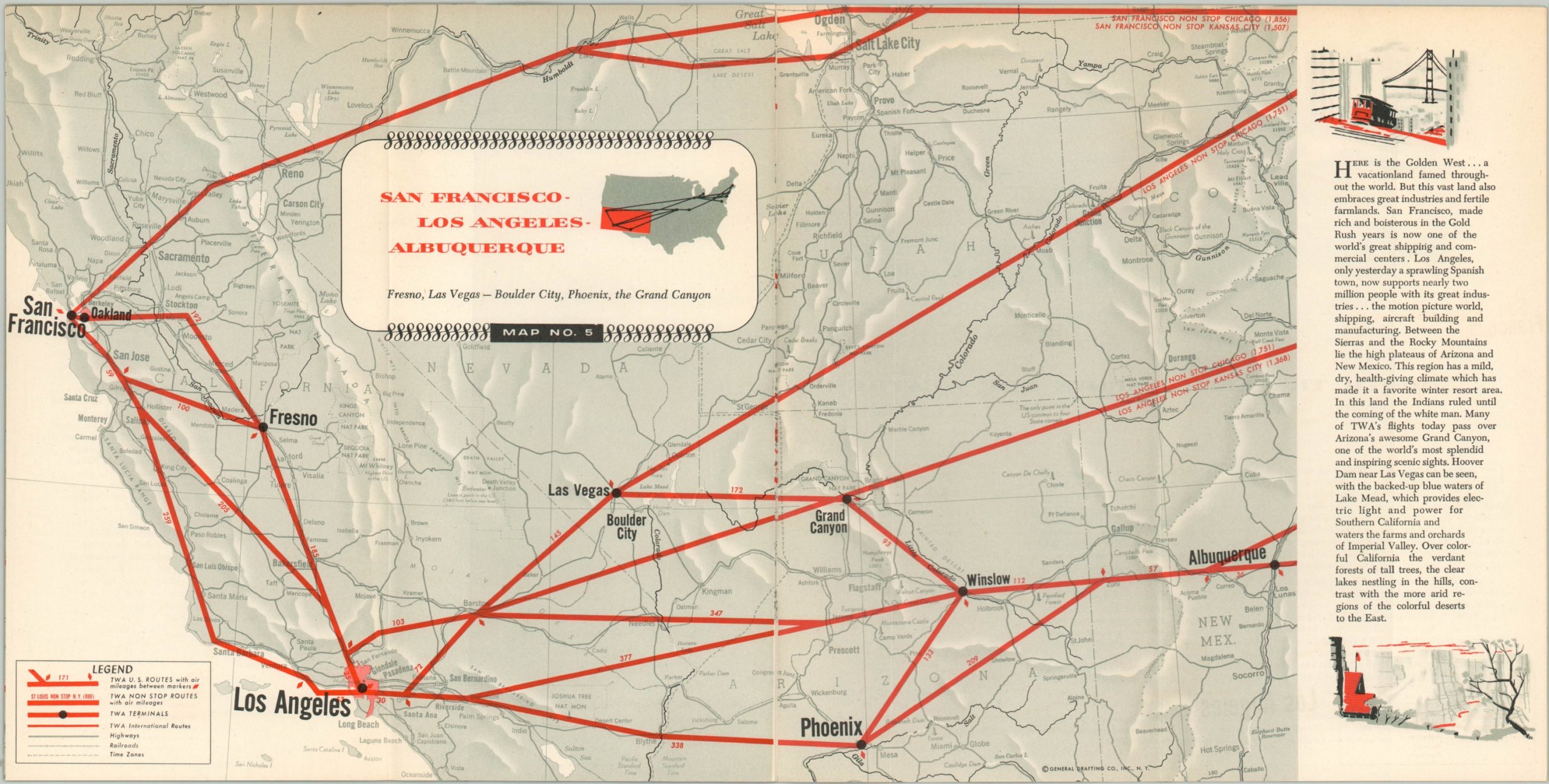 TWA Air Routes in the United States