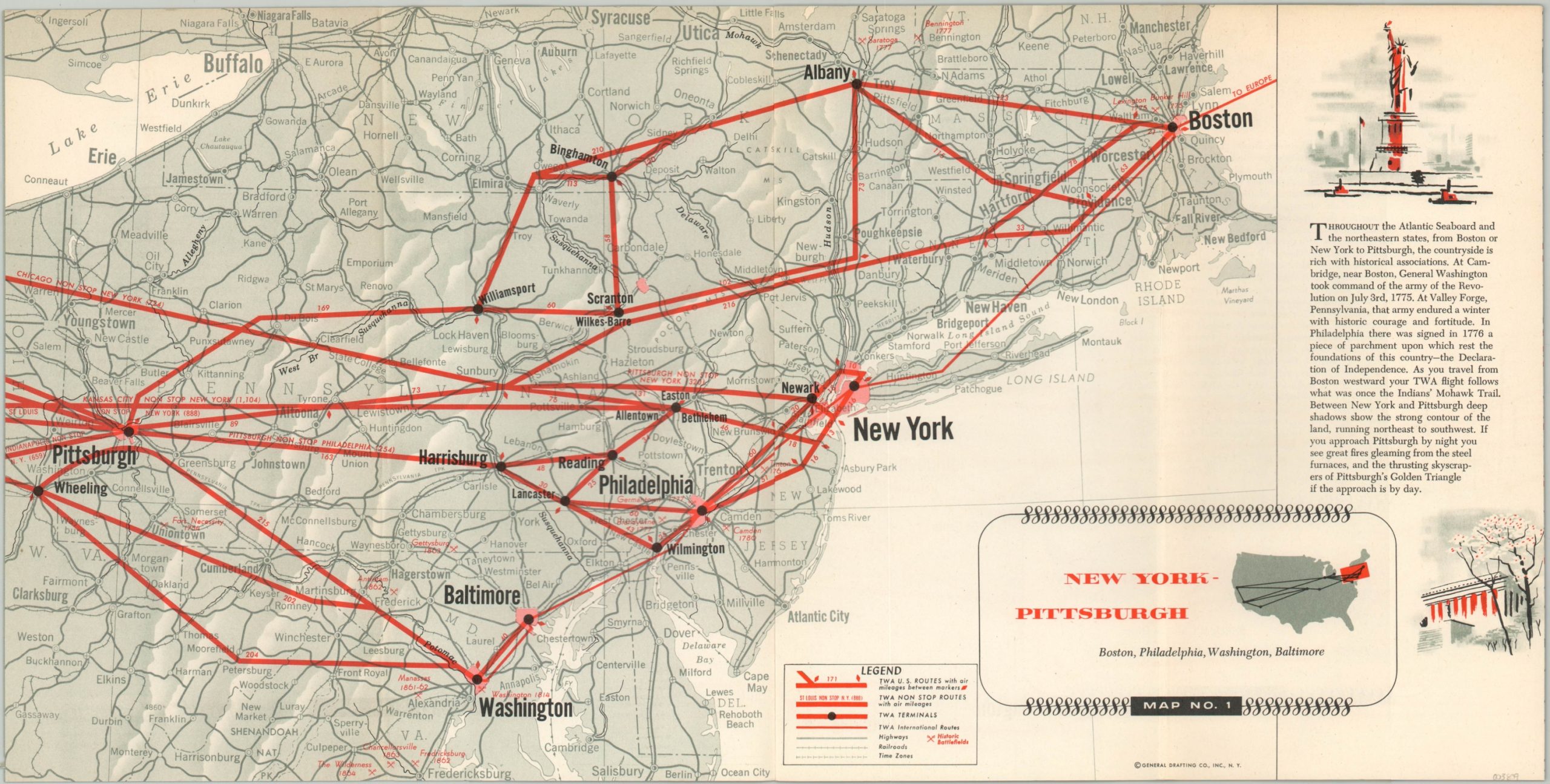 TWA Air Routes in the United States