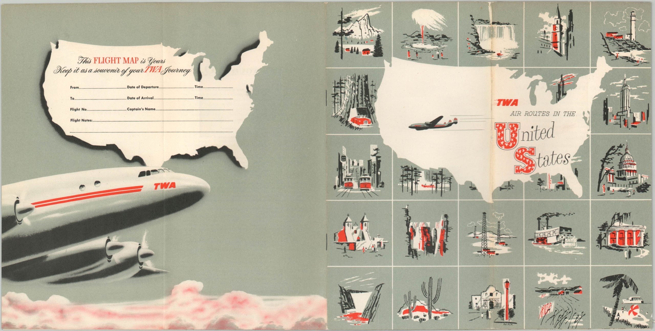 TWA Air Routes in the United States