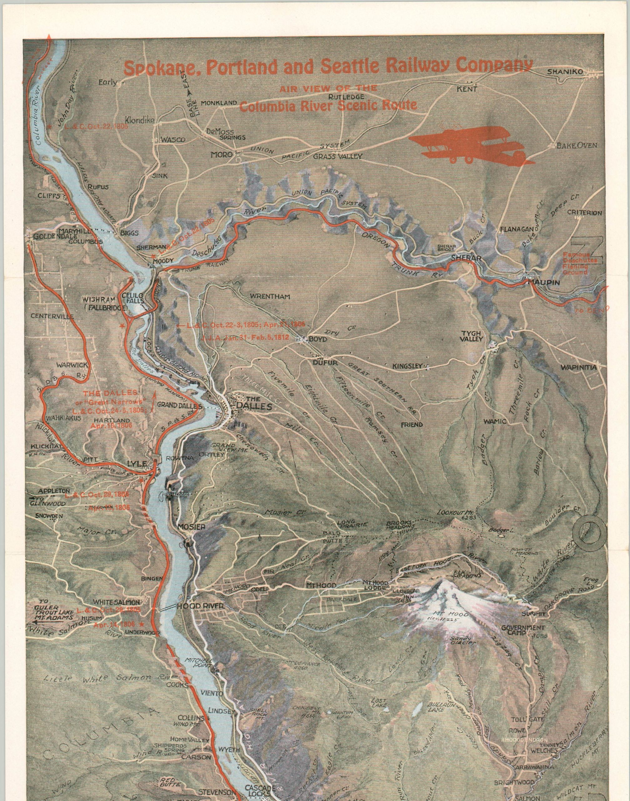 Spokane, Portland, and Seattle Railway Company Air View of the Columbia River Scenic Route