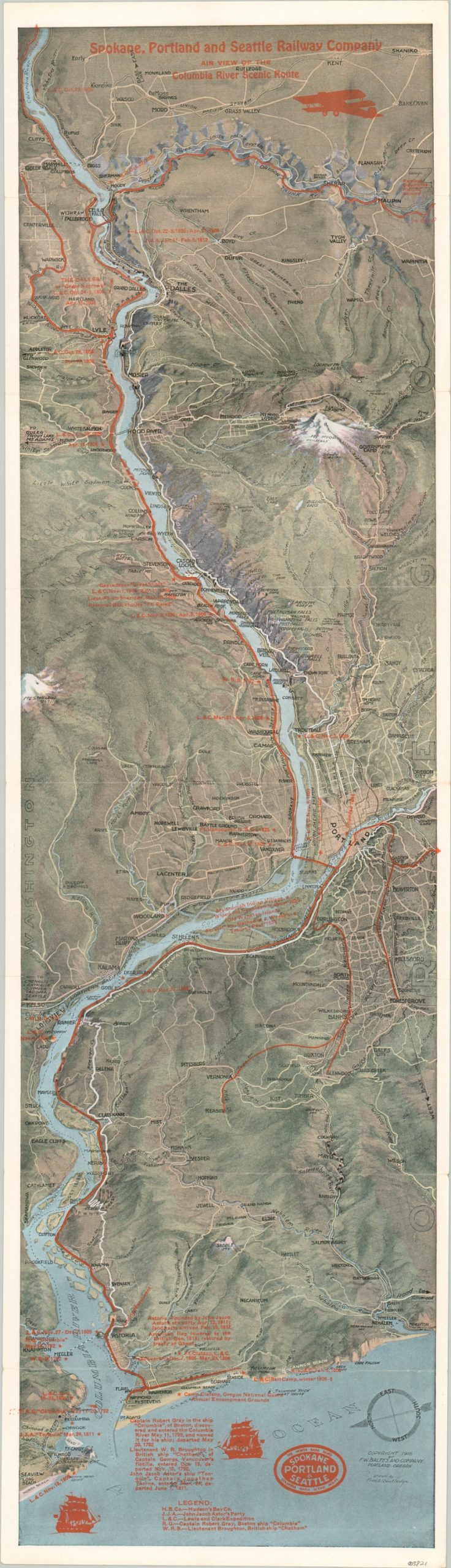 Spokane, Portland, and Seattle Railway Company Air View of the Columbia River Scenic Route