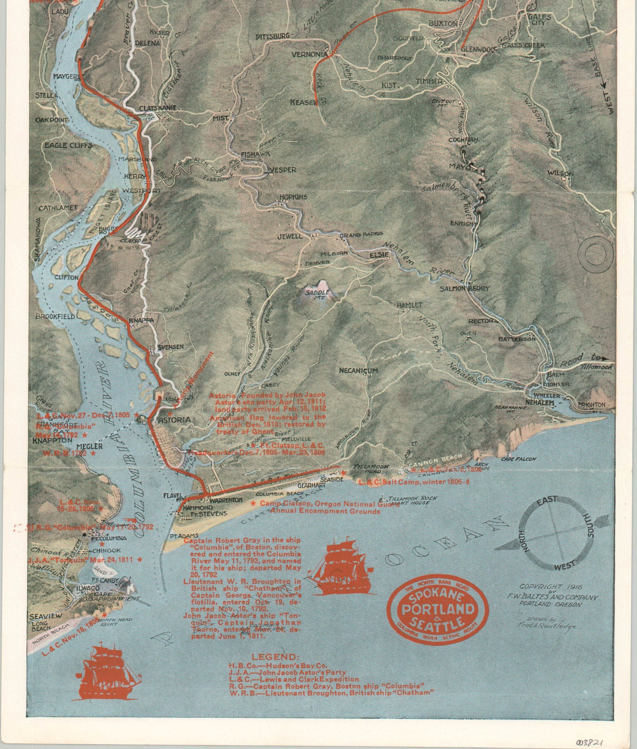 Spokane, Portland, and Seattle Railway Company Air View of the Columbia River Scenic Route
