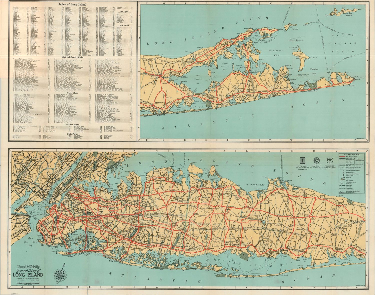 Rand McNally General Map of Long Island - Curtis Wright Maps