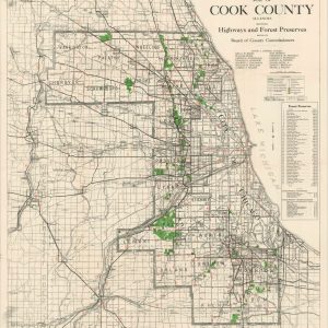 Map of Cook County Illinois Showing Highways and Forest Preserves