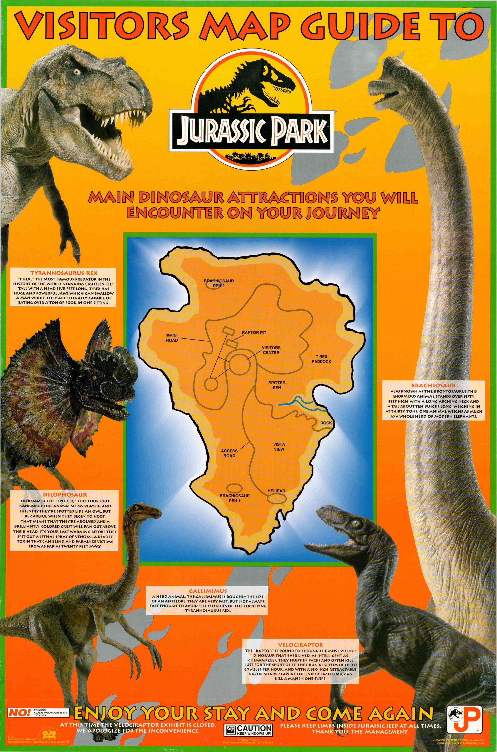 Visitors Map Guide to Jurassic Park