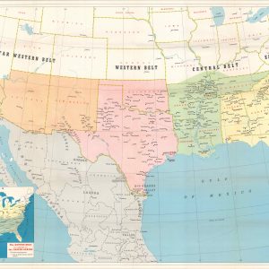 Map Showing Cotton Growing Regions of the United States and Mexico